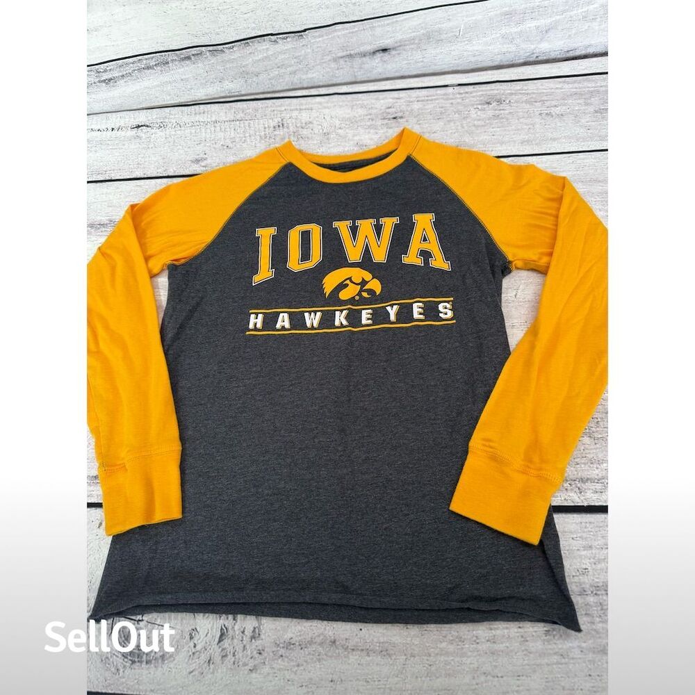 Iowa Hawkeyes Youth Long Sleeve Raglan Shirt Size 12-14 Multicolor